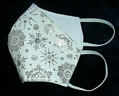 #ad Christmas Winter Silver Snowflakes Cotton Face Mask Reusable Reversible Gift