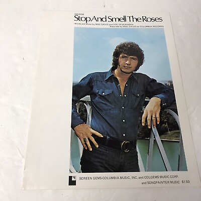 VTG Stop And Smell The Roses Sheet Music Mac Davis Piano Guitar Voice 70#x27;s