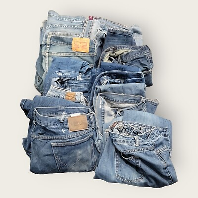 #ad Lot Of 10 pairs Denim Jeans Damaged can be used for upcycle repurpose DIY Crafts