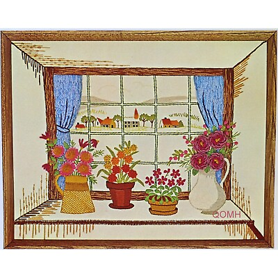 #ad THRU THE WINDOW Vintage Crewel Embroidery Kit Mid Century Cottage Core Boho