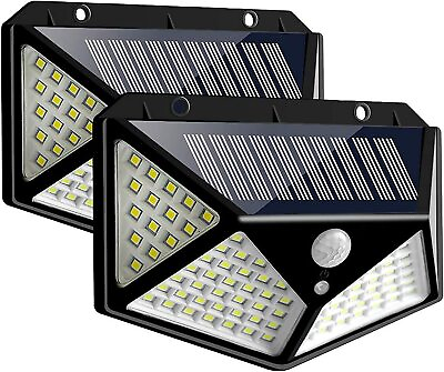 #ad Solar Power 100 LED Lights PIR Motion Sensor Outdoor Security Lamp Wall US