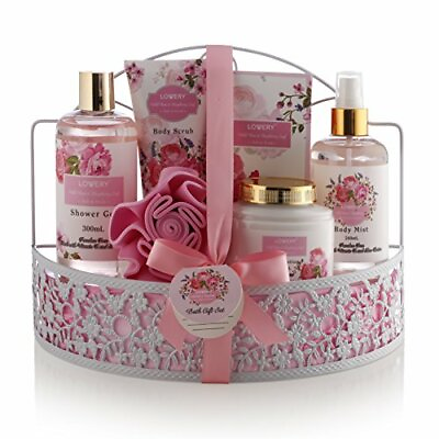#ad Spa Gift Basket Wild Rose amp; Raspberry Leaf Scent Home Spa Kit for Women