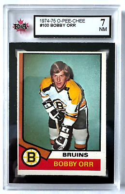 #ad 1974 75 O PEE CHEE NHL HOCKEY CARD #100 BOBBY ORR HOF BOSTON BRUINS KSA 7 NM OPC