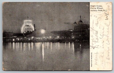 #ad Asbury Park New Jersey Ferris Wheel Postcard 1908
