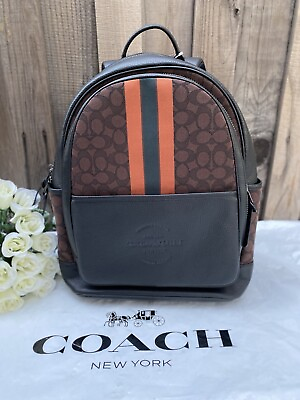 NWT COACH Thompson Backpack in Signature Jacquard with Varsity Stripe C5389 $550