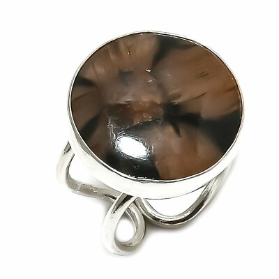 #ad Chaistolite Cross Stone Gemstone 925 Silver Jewelry Ring Size Adjustable
