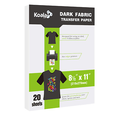 Koala Heat Transfer Paper Dark T shirts 20 Sheets Printable HTV Vinyl Iron on