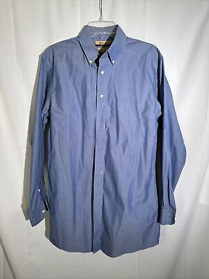 #ad Men#x27;s Roundtree amp; York Gold Label Long Sleeve Shirt Light Blue 15.5 34