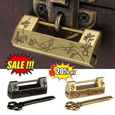 Chinese Vintage Antique Locks Old Style Lock Excellent Brass Carved Word Padlock