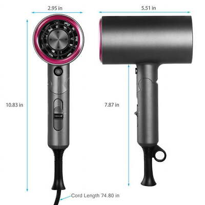 #ad Hair Dryer 1800W Professional Negative Ions Blow Dryer for Home Folding Handle