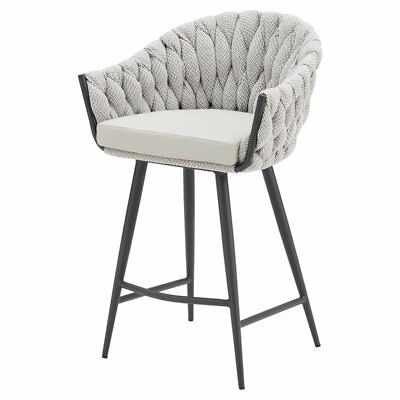 #ad New Pacific Direct Fabian 25.5quot; Fabric Counter Stool in Alpine Light Gray Black