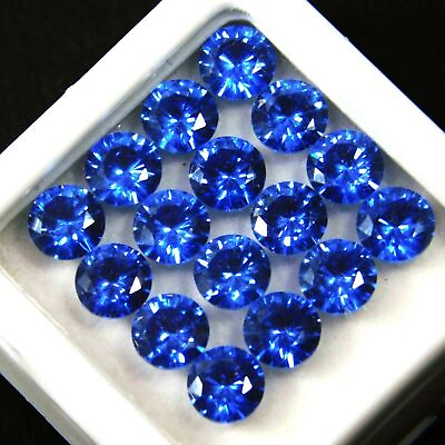 #ad 8 Pcs Synthetic Blue Corundum Gemstone Lot Certified Blue Round 5 mm Size Lot