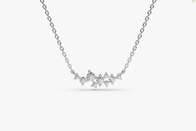 #ad Cluster Necklace 0.25 Cts Diamond Floating Layering Necklace in 18k Solid Gold