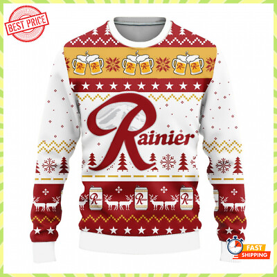 #ad #ad Brewing Drink Lover Rainier Beer Christmas Knit pattern Sweater All Over Print