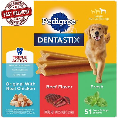 #ad PEDIGREE DENTASTIX Dental Dog Treats for Large Dogs Fresh Flavor Dental 51ct