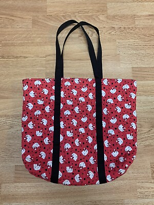 Hello Kitty Cotton Utility Beach Bag Homemade Sewn Red Black Utility Tote Bag