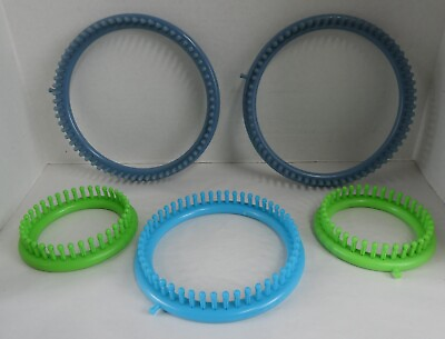 Lot of 5 Weaving Looms Plastic Crafts Sewing Blue Green