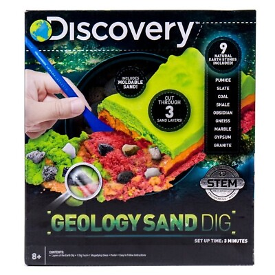 Discovery Geology Sand Dig Kit 9 Earth Stones Included STEM Seal Of Authenticity