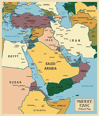 #ad #ad Middle East Map Lebanon Israel Palestine West Bank Syria Iraq Homeschool Poster