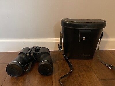 #ad Vintage Bushnell Banner Insta Focus 7x50 Binoculars w Black Leather Case