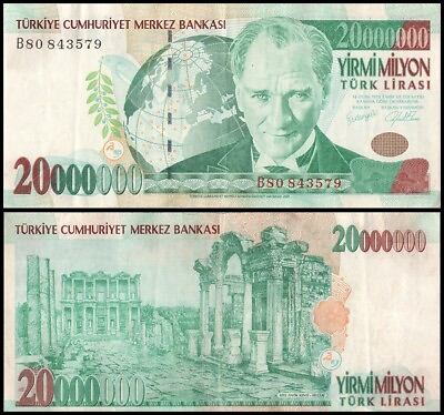Turkey 20 Million Lira L.1970 2000 P 215 Used