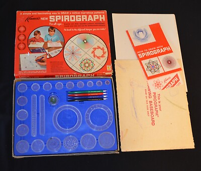 VINTAGE 1967 KENNER SPIROGRAPH COMPLETE DRAWING SET 1st EDITION BLUE TRAY