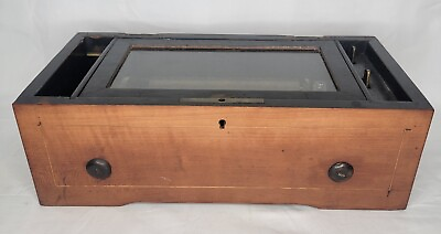 #ad Antique Swiss Cylinder Music Box 1800s Wood