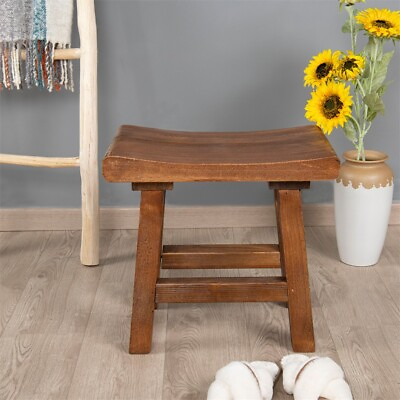 Rustic Entryway Stool Small Stand Old Pine Wood Bench Side End Table 18.5quot; H