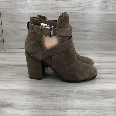 #ad Ash Ankle Boots Women#x27;s 37 Famous Brown Suede Buckle Heel Booties