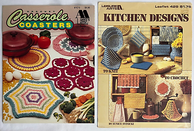 Knit Crochet Pattern Books Dishcloths Potholders Towel Tops Casserole Coasters