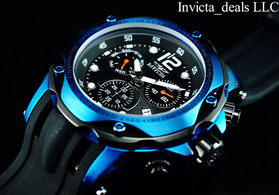 Invicta Men#x27;s 52mm SPEEDWAY TURBO SWISS Chrono Sapphire Black Blue Tone Watch