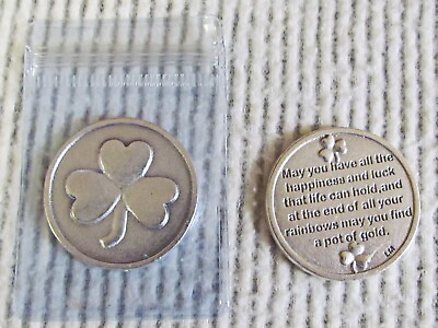 #ad Good Luck Token Coin Irish Shamrock Pot of Gold Poem Clover Resealable Pouch