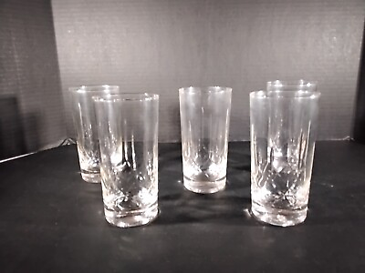#ad Vintage Glass Tumblers Glasses Clear SLIGHTLY TINTED Set of 5