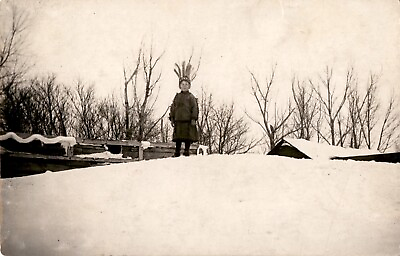 #ad #ad RPPC Vintage Postcard Child in Headdress Snow Scene Unposted Early 1900#x27;s