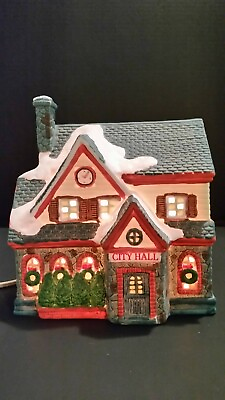 Holiday Expressions Collectible Porcelain Lighted Christmas City Hall