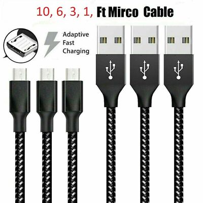 LOT 3 6 10Ft Micro USB 3.0 Fast Charger Data Sync Cable Cord LG HTC Android