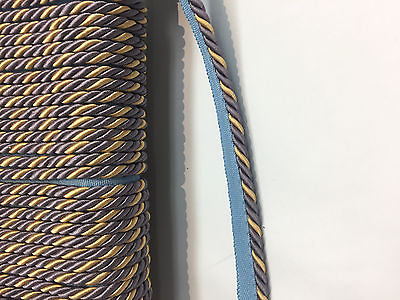 #ad Lavendery Blue Yellow Trim Rope with Gimp Upholstery By The Yard
