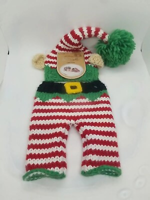 #ad Christmas Hand Knit Baby Photo Set Size 0 3 Months NWT