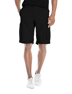 #ad Agile Mens Casual Summer Flat Front Black Essential Stretch Shorts Cargo Size 30