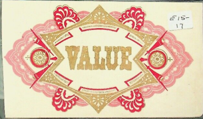 Antique Value quot;w Gold Pink Coloring Cigar Box Label E11 B