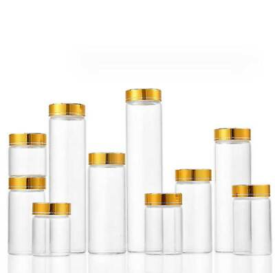 #ad Wholesale 5ml 200ml Empty Clear Glass Bottles With Aluminum Gold Line Caps