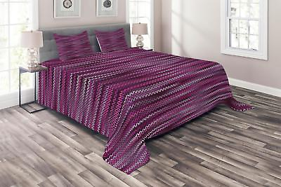 #ad Magenta Quilted Coverlet amp; Pillow Shams Set Vintage Knit Pattern Print