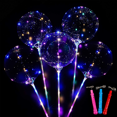#ad 10 PCS LED Light Up Balloons Clear Helium Balloon Party Birthday Decoration Lit