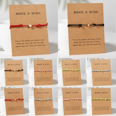 Women Handmade Heart Star Rope Bracelet Bangle Friendship Card Jewelry Gifts NEW
