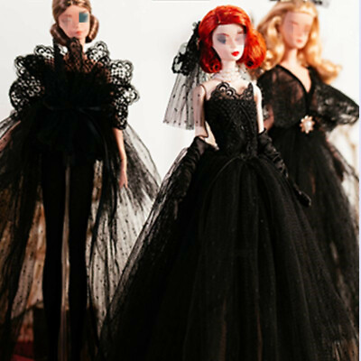 #ad Black Style 1 6 Doll Clothes Handmade Wedding Dress 11.5quot; Dolls Outfits Gown Toy