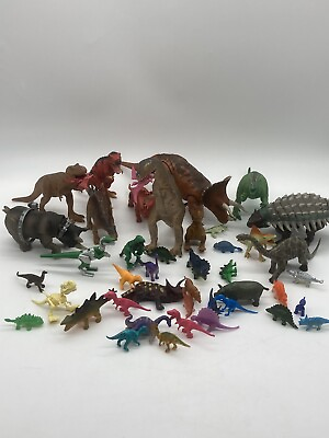 #ad Lot Of 44 Plastic Dinosaur Toys Figurines Miscellaneous Mixed Lot Vintage To Now