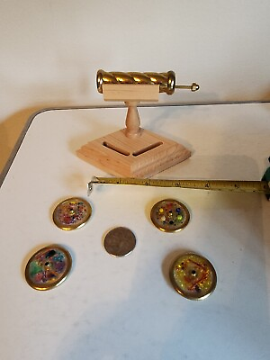#ad #ad Vintage 2015 SHERYL KOCH 3quot;Brass Wood Stand 4 Glass Ring Kaleidoscope Excellent