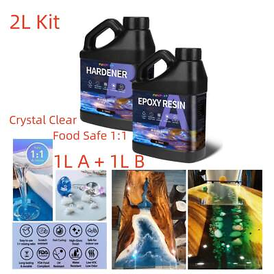 #ad Crystal Clear Epoxy Resin 64oz Kit FDA Compliant Food Safe 1:1 By Volume