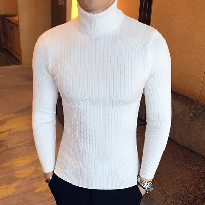 #ad Mens Turtleneck Pullover Winter Long Sleeve Warm Knit Sweater Bottoming Shirt