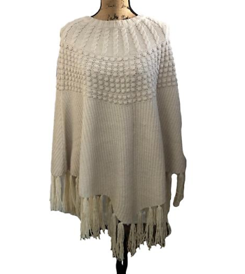 Frye Women#x27;s Cream Birch Cable knit Poncho Sweater NEW Tags O S S M L Beautiful